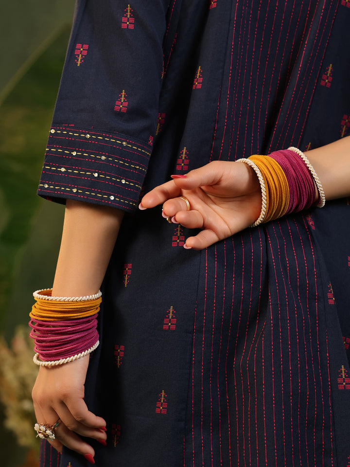 Indrani - Deep Blue Handloom suit set