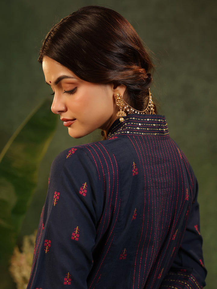 Indrani - Deep Blue Handloom suit set