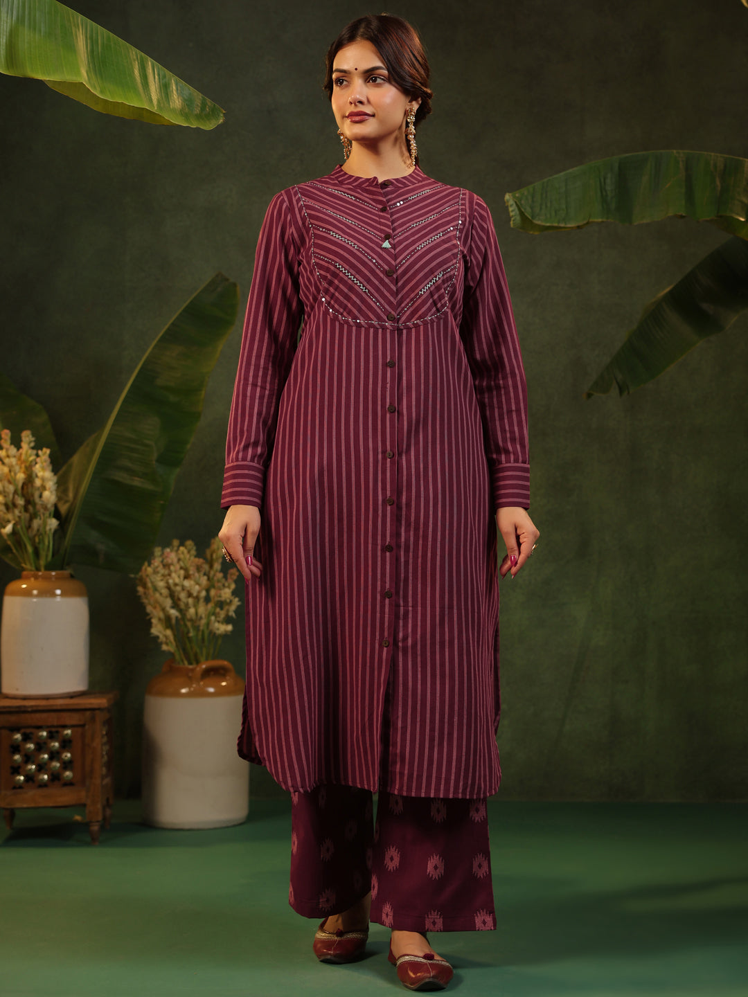 Rohini - Maroon Handloom Suit set