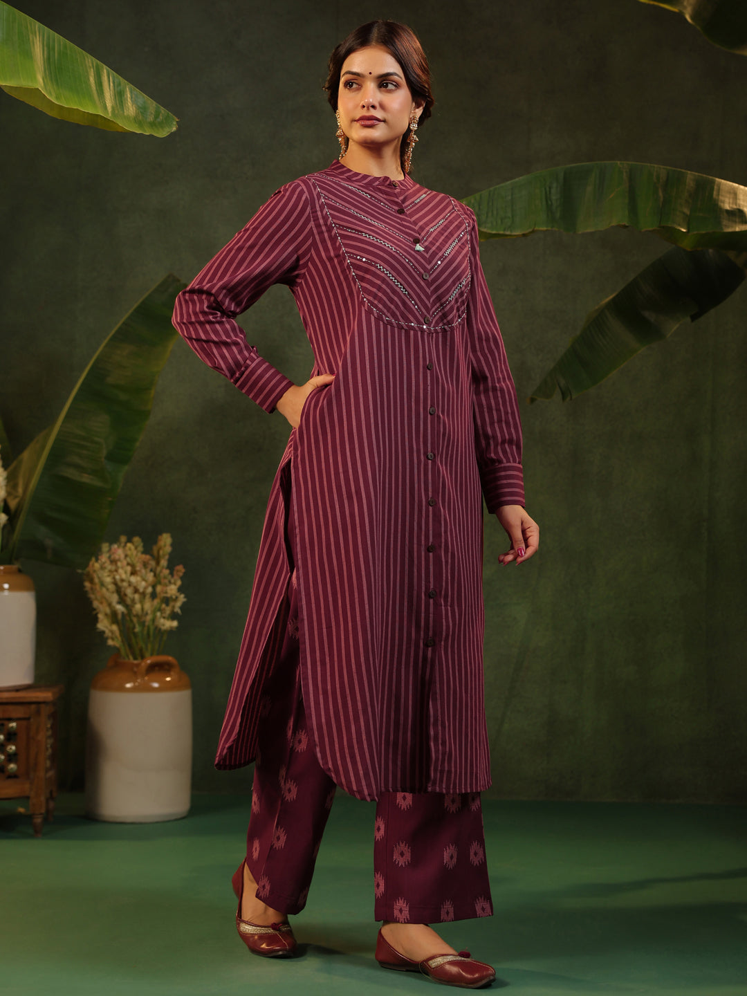 Rohini - Maroon Handloom Suit set