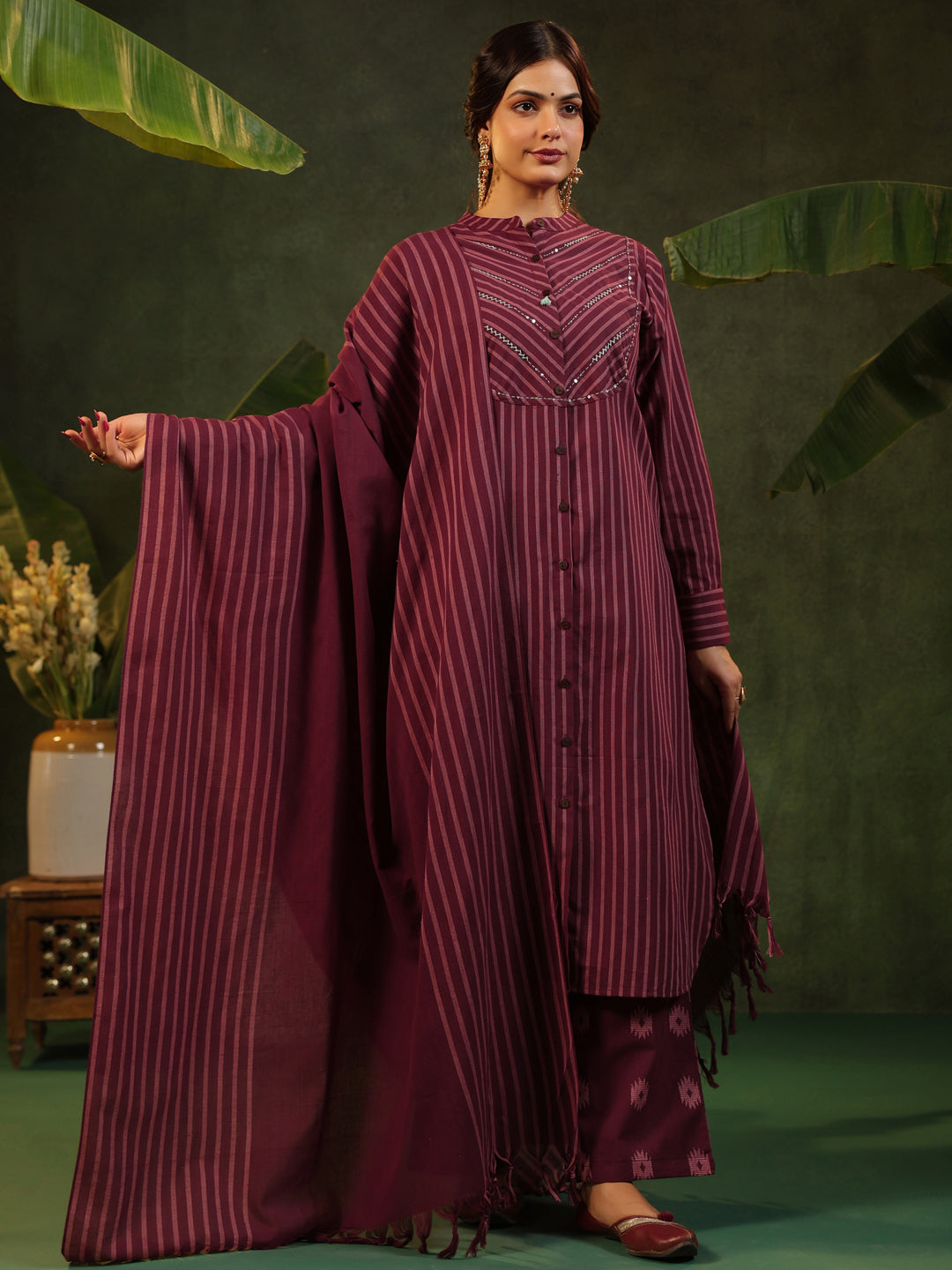 Rohini - Maroon Handloom Suit set