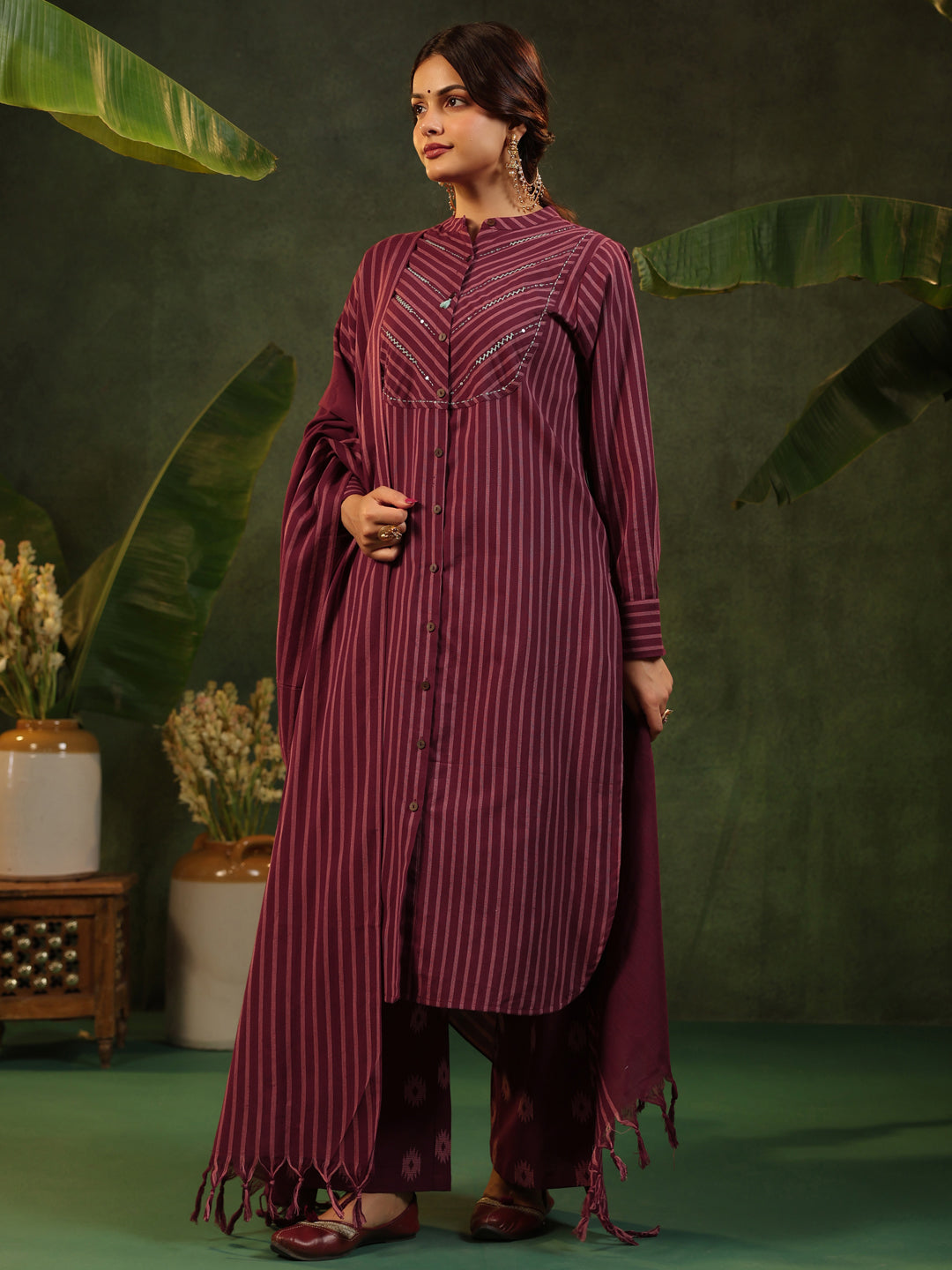 Rohini - Maroon Handloom Suit set