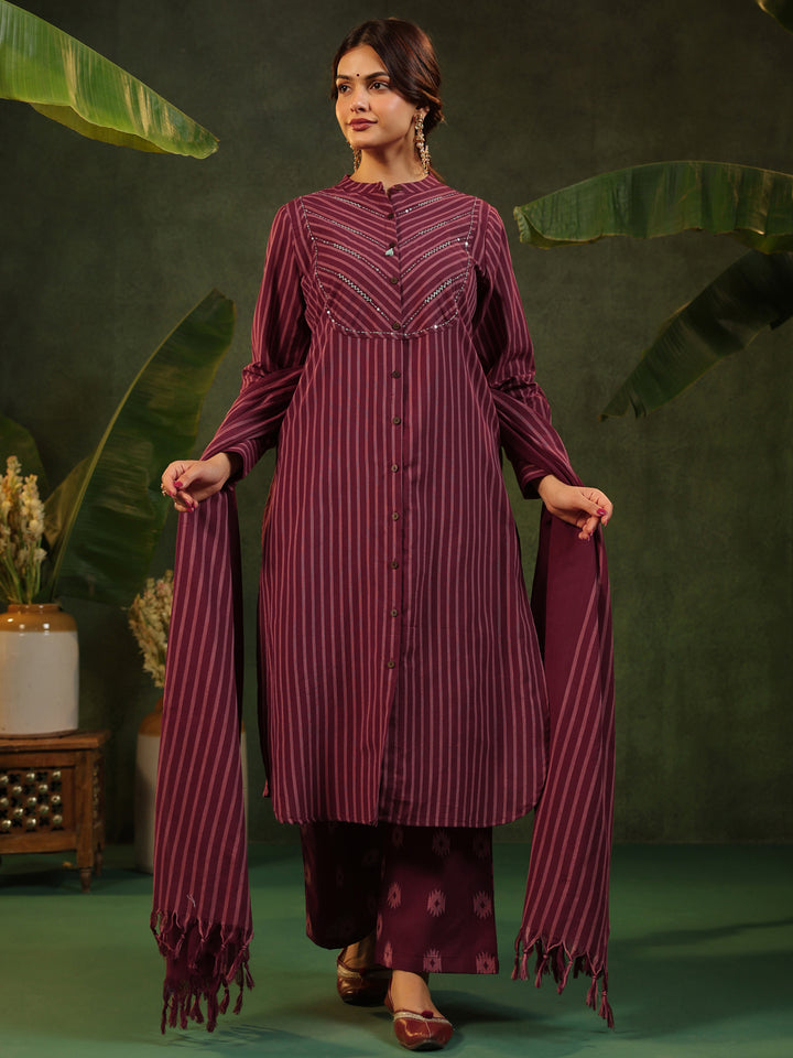Rohini - Maroon Handloom Suit set