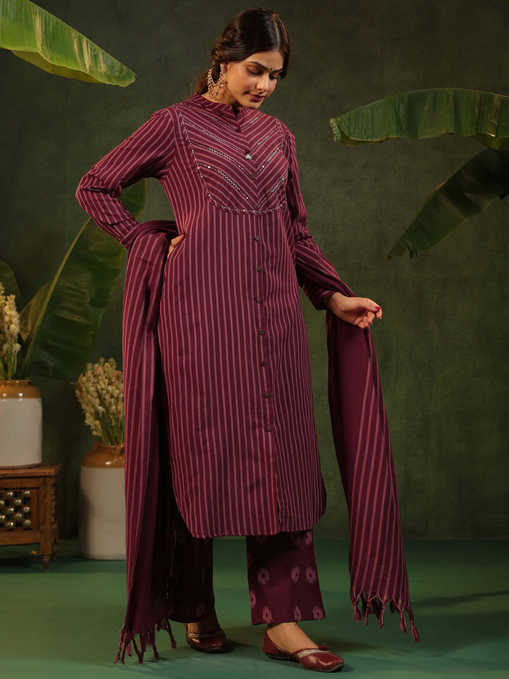 Rohini - Maroon Handloom Suit set