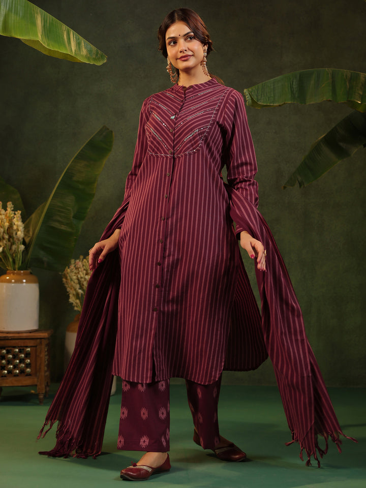 Rohini - Maroon Handloom Suit set