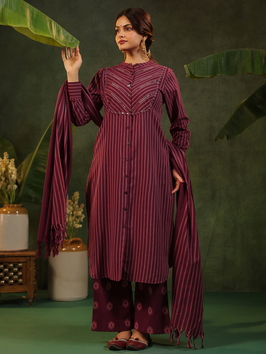 Rohini - Maroon Handloom Suit set