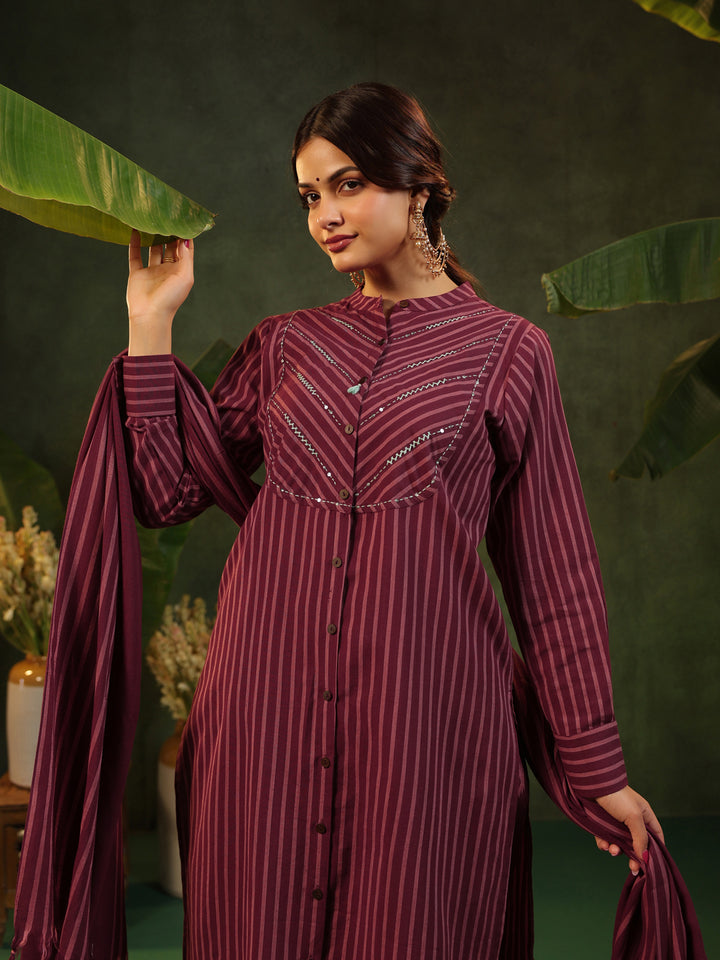 Rohini - Maroon Handloom Suit set