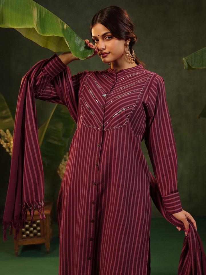 Rohini - Maroon Handloom Suit set