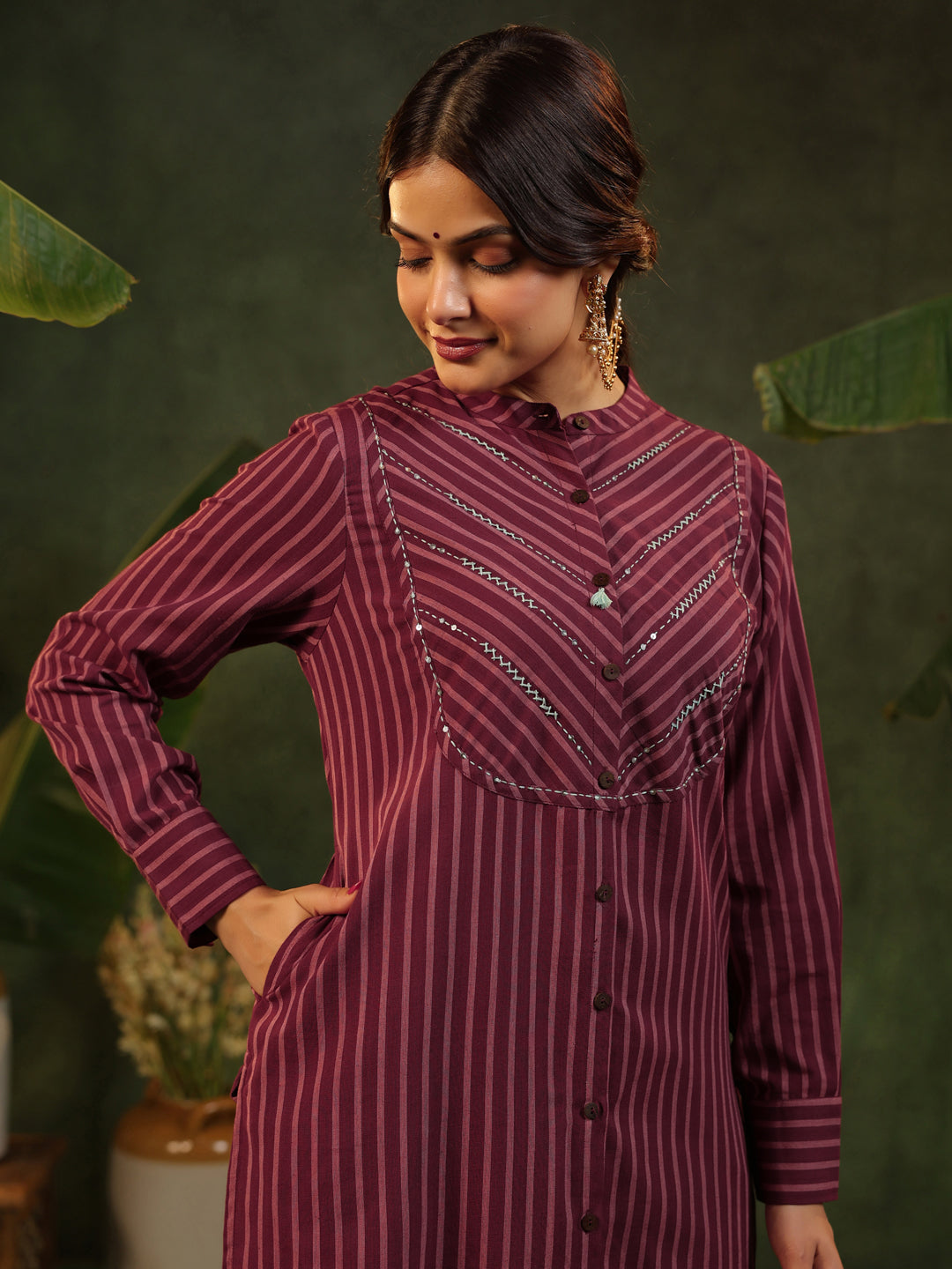 Rohini - Maroon Handloom Suit set