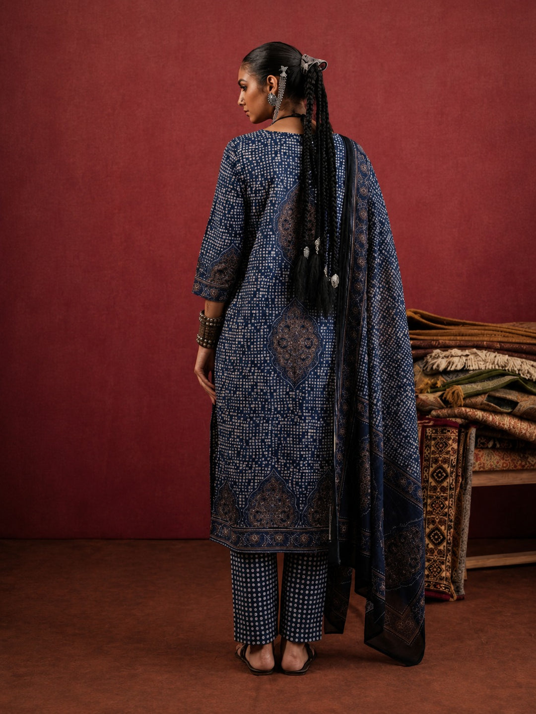 Neelkanth Ajrakh Suit Set