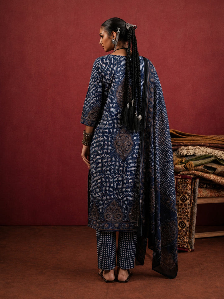 Neelkanth Ajrakh Suit Set