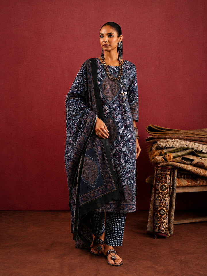 Neelkanth Ajrakh Suit Set