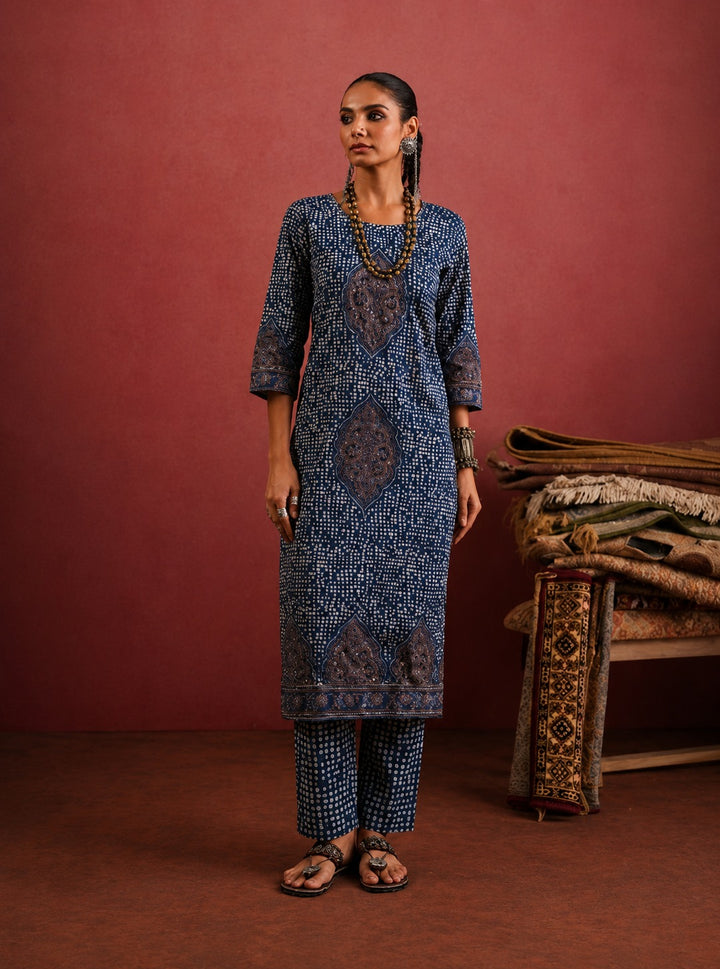Neelkanth Ajrakh Suit Set