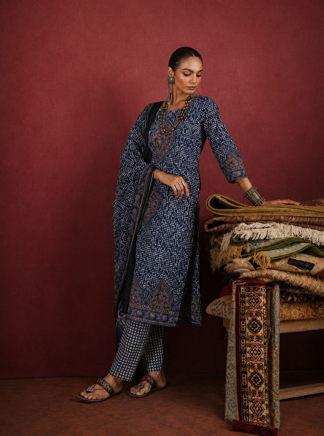 Neelkanth Ajrakh Suit Set