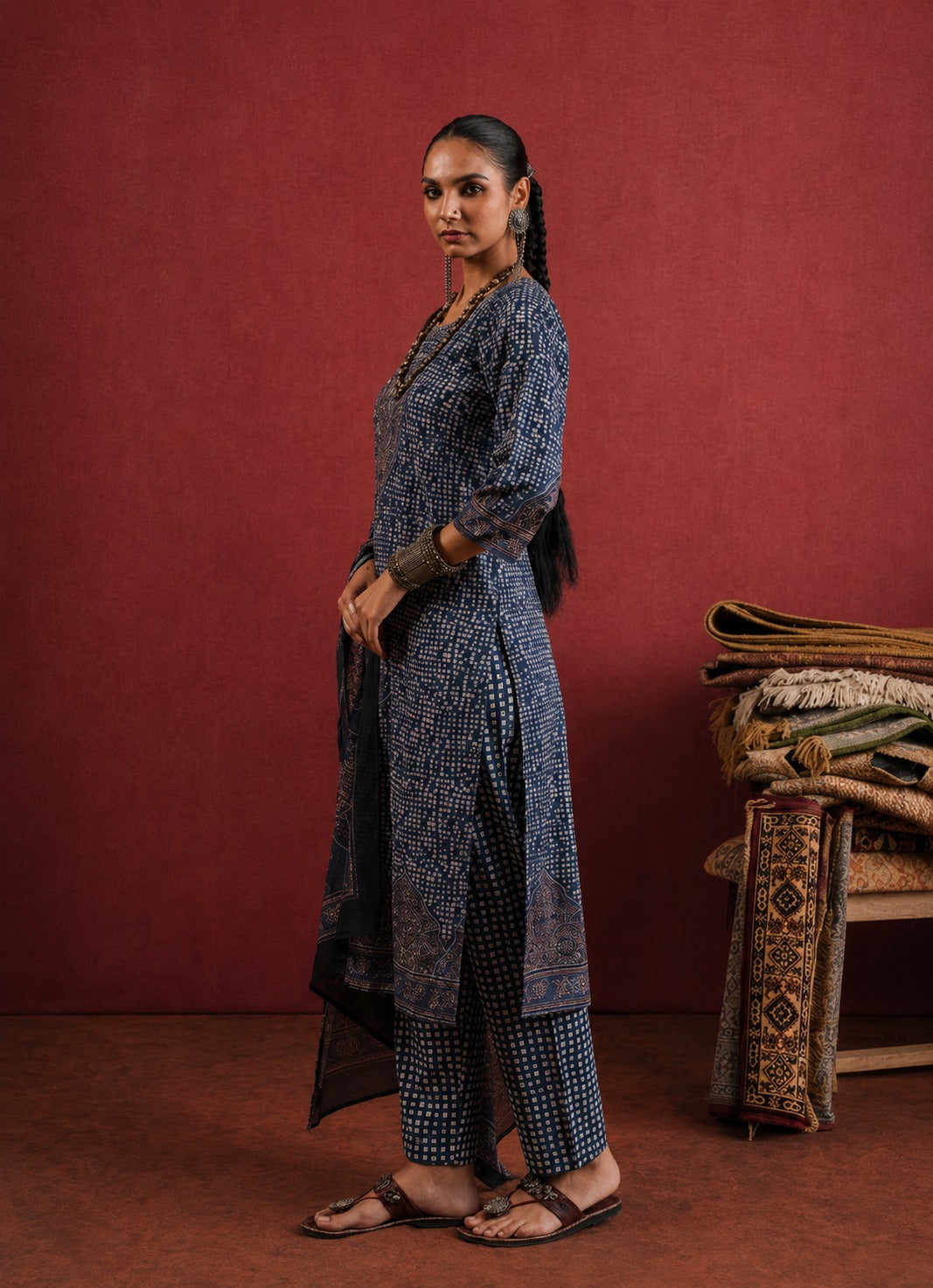 Neelkanth Ajrakh Suit Set